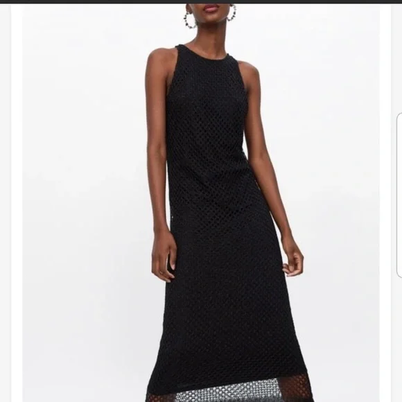 Zara Black mesh net dress - Picture 1 of 6